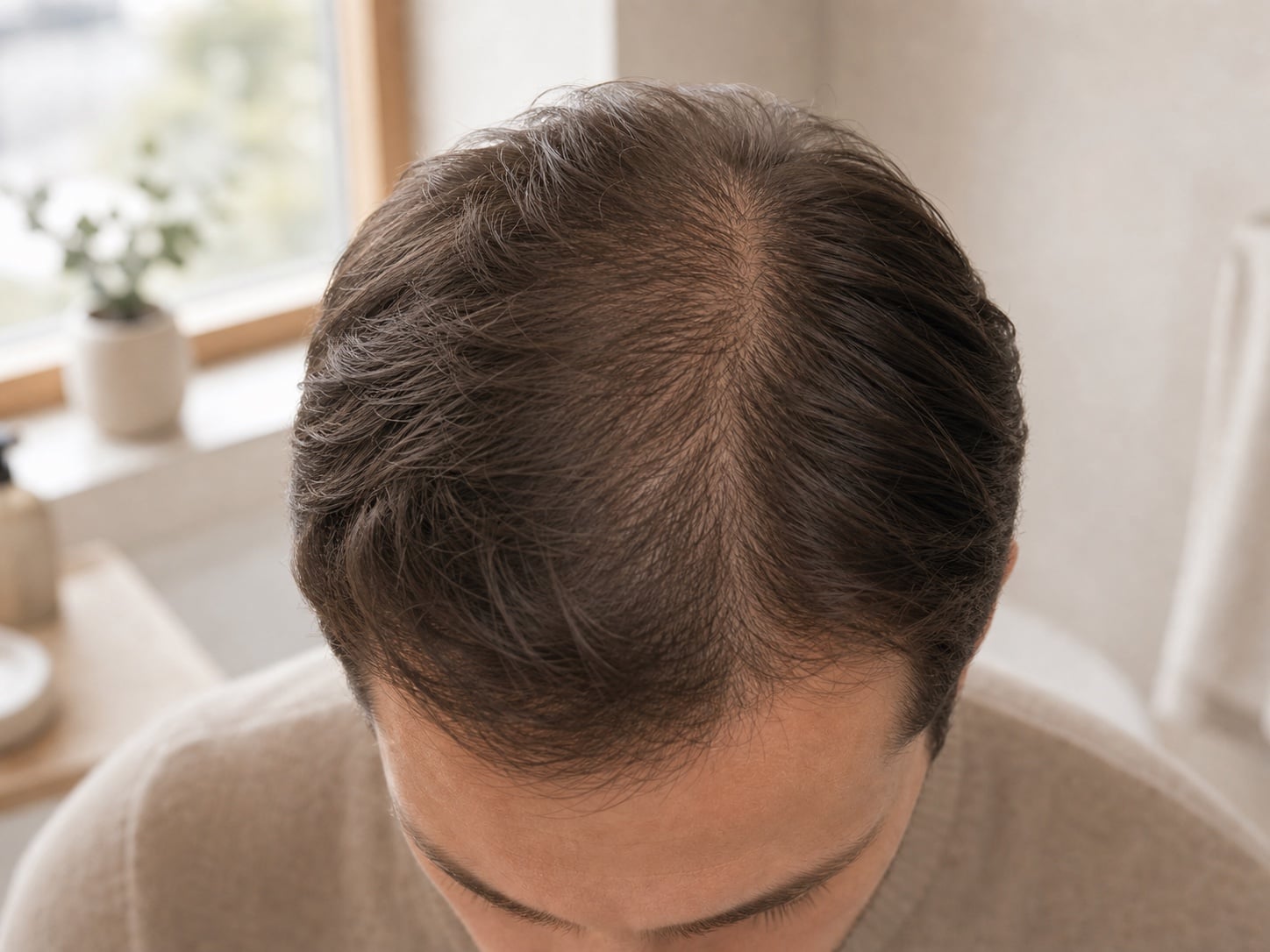 Oberkopf mit diffuser Ausdünnung der Haare